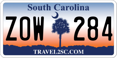 SC license plate ZOW284