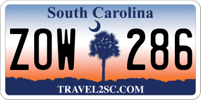 SC license plate ZOW286