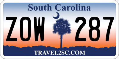 SC license plate ZOW287