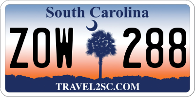 SC license plate ZOW288