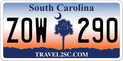 SC license plate ZOW290