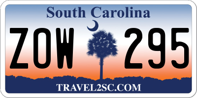 SC license plate ZOW295