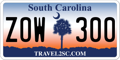 SC license plate ZOW300