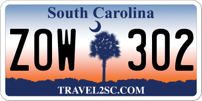 SC license plate ZOW302