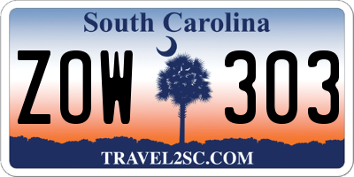 SC license plate ZOW303