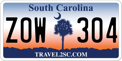 SC license plate ZOW304