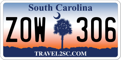 SC license plate ZOW306