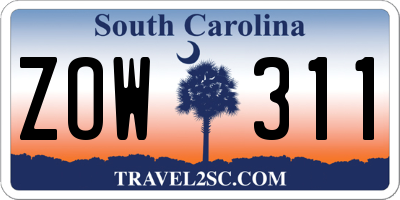 SC license plate ZOW311