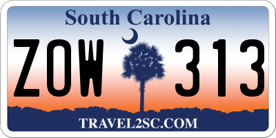 SC license plate ZOW313
