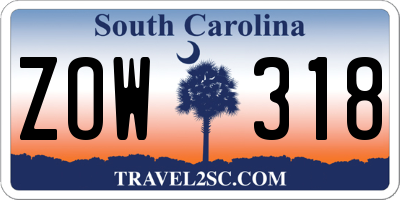 SC license plate ZOW318