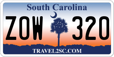 SC license plate ZOW320
