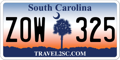 SC license plate ZOW325