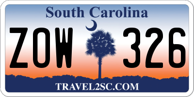 SC license plate ZOW326