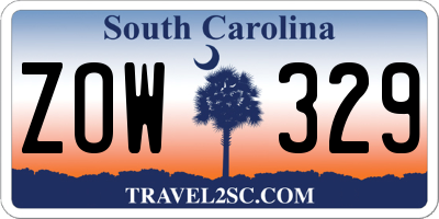 SC license plate ZOW329