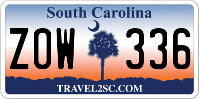 SC license plate ZOW336