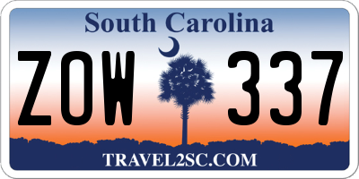 SC license plate ZOW337
