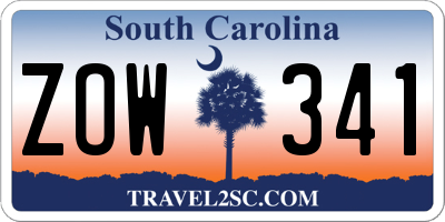 SC license plate ZOW341