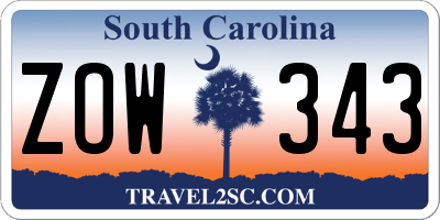 SC license plate ZOW343