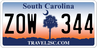 SC license plate ZOW344