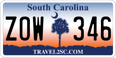 SC license plate ZOW346