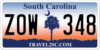 SC license plate ZOW348