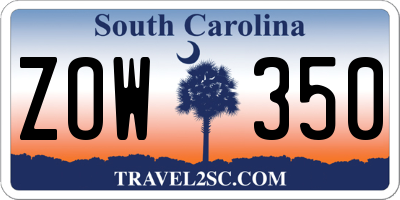 SC license plate ZOW350