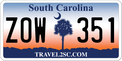 SC license plate ZOW351