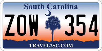 SC license plate ZOW354