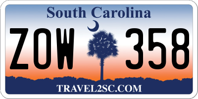SC license plate ZOW358