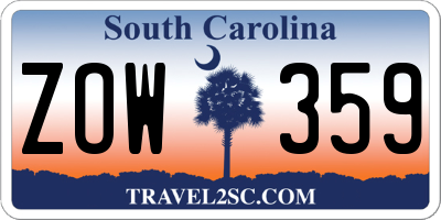 SC license plate ZOW359