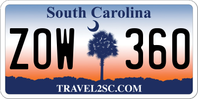 SC license plate ZOW360