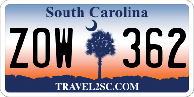 SC license plate ZOW362