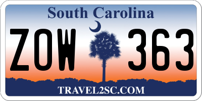 SC license plate ZOW363