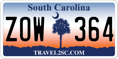 SC license plate ZOW364