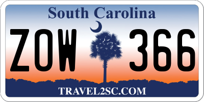 SC license plate ZOW366