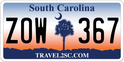 SC license plate ZOW367