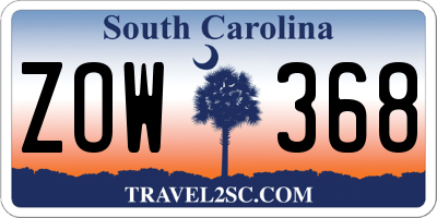 SC license plate ZOW368