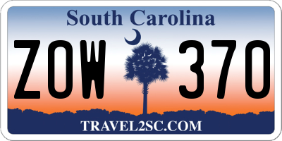 SC license plate ZOW370