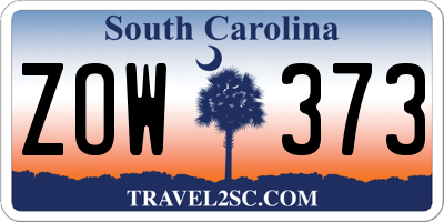 SC license plate ZOW373