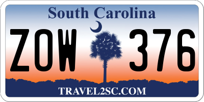 SC license plate ZOW376