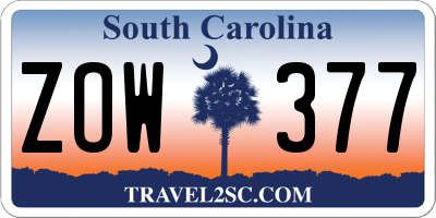 SC license plate ZOW377