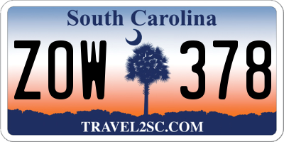 SC license plate ZOW378
