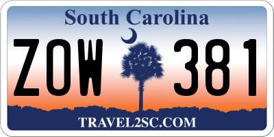 SC license plate ZOW381