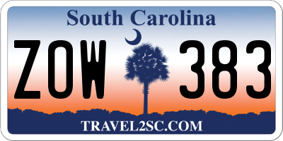 SC license plate ZOW383