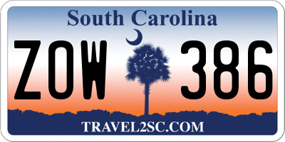 SC license plate ZOW386