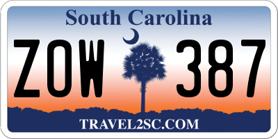 SC license plate ZOW387