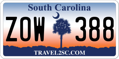 SC license plate ZOW388