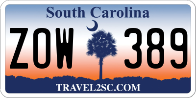 SC license plate ZOW389