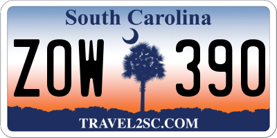 SC license plate ZOW390