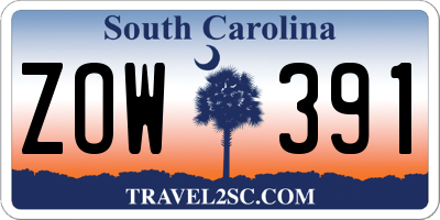 SC license plate ZOW391